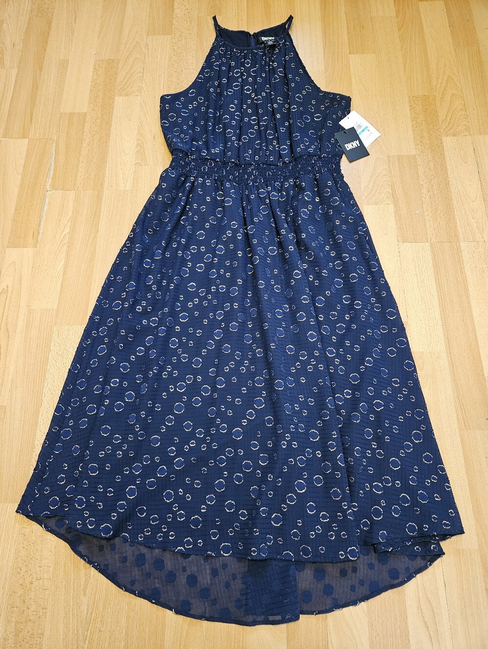 DKNY Navy Halter Neck Printed Women Dress